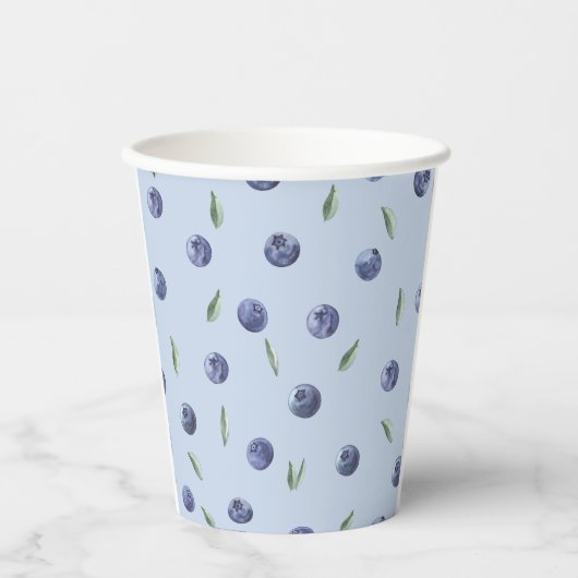 Modern Elegant Blueberry Waterverf baby shower Papieren Bekers (Voorkant)