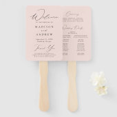 Modern Elegant Blush bruiloft programma Handwaaier (Voorkant en achterkant)