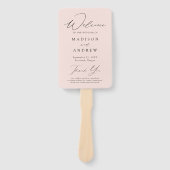Modern Elegant Blush bruiloft programma Handwaaier (Voorkant)