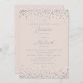 Modern Elegant Blush en Silver Glitter Wedding Kaart (Voorkant / Achterkant)