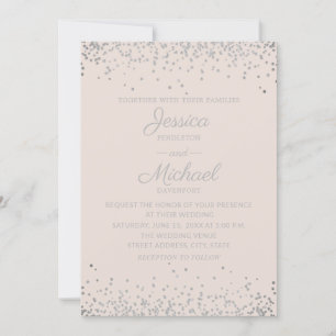 Modern Elegant Blush en Silver Glitter Wedding Kaart