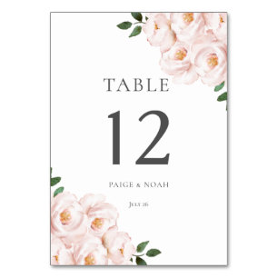 Modern Elegant Blush Floral Table Wedding Kaart