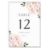 Modern Elegant Blush Floral Table Wedding Kaart (Achterkant)