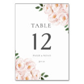 Modern Elegant Blush Floral Table Wedding Kaart (Voorkant)