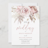Modern Elegant Blush Floral Wedding Kaart (Voorkant)