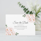 Modern Elegant Blush Floral Wedding Save The Date (Staand voorkant)