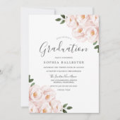 Modern Elegant Blush Flowers Graduation Party Kaart (Voorkant)