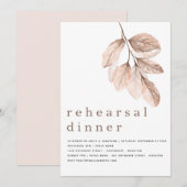 Modern Elegant Blush Leaf repetitie diner Kaart (Voorkant / Achterkant)