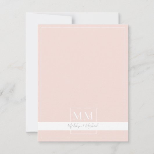 Modern Elegant Blush Monogram Weddenschap (Achterkant)