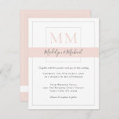 Modern Elegant Blush Monogram Weddenschap (Voorkant / Achterkant)