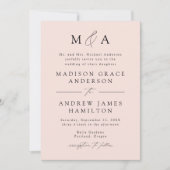 Modern Elegant Blush Monogram Weddenschap Kaart (Voorkant)