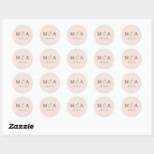 Modern Elegant Blush Monogram Weddenschap Ronde Sticker (Vel)