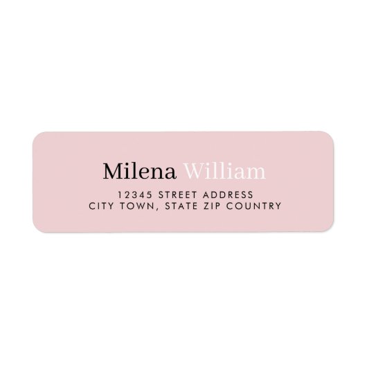 Modern Elegant Blush Pink Address Etiket (Voorkant)