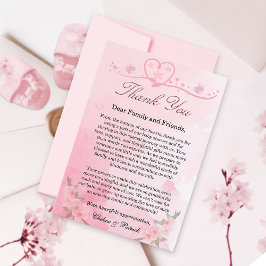 Modern Elegant Blush Pink Blooming in Bliss Schatt Bedankkaart