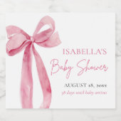 Modern Elegant Blush Pink Bow Ribbon Baby shower Likeurfles Etiket (Enkel label)