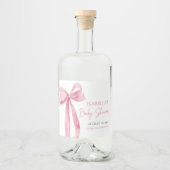 Modern Elegant Blush Pink Bow Ribbon Baby shower Likeurfles Etiket (Voorkant)