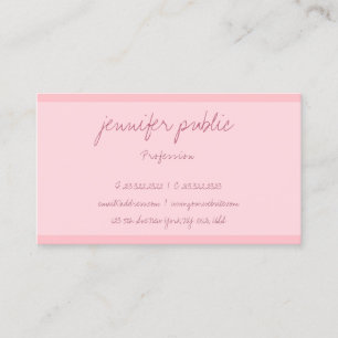 Modern Elegant Blush Pink Freehand Script Sjabloon Visitekaartje