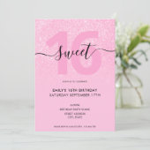 Modern Elegant Blush Pink Glitter Sweet 16 Kaart (Staand voorkant)