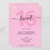 Modern Elegant Blush Pink Glitter Sweet 16 Kaart (Voorkant / Achterkant)