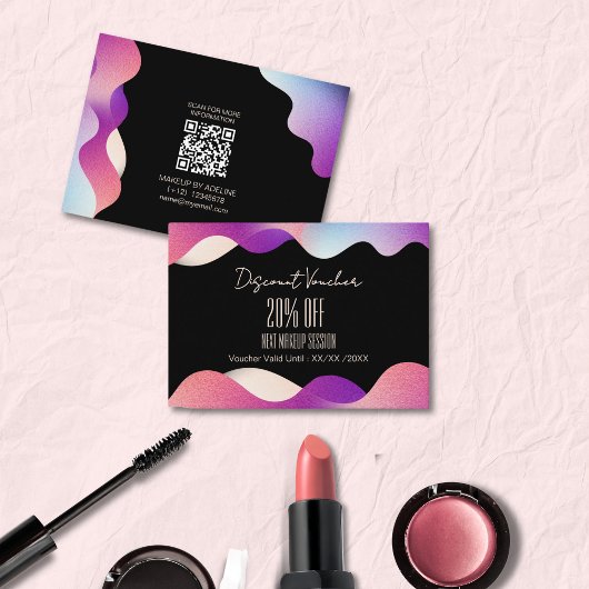 Modern Elegant Blush Pink Gradient Waves Patroon Kortingskaartje