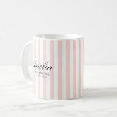 Modern Elegant Blush Pink Stripes Maid of Honor Koffiemok (Voorkant links)