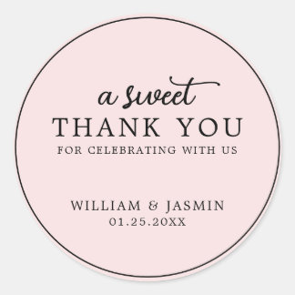 Modern Elegant Blush Pink Sweet Dank je bruiloft Ronde Sticker