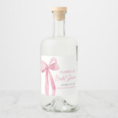 Modern Elegant Blush Roze Bow Ribbon Vrijgezellenf Likeurfles Etiket (Voorkant)