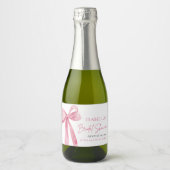 Modern Elegant Blush Roze Bow Ribbon Vrijgezellenf Sparkling Wijnetiket (Voorkant)