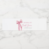 Modern Elegant Blush Roze Bow Ribbon Vrijgezellenf Waterfles Etiket (Enkel label)