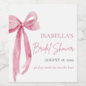 Modern Elegant Blush Roze Bow Ribbon Vrijgezellenf Wijn Etiket (Enkel label)