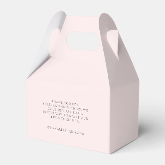 Modern Elegant Blush Roze Bruiloft Dank u Bedankdoosjes (Achterkant)