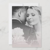 Modern Elegant Blush Roze Chique Foto Bruiloft Bedankkaart (Voorkant)