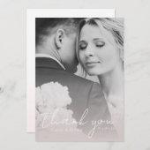 Modern Elegant Blush Roze Chique Foto Bruiloft Bedankkaart (Voorkant / Achterkant)