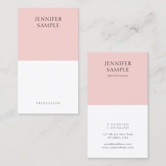 Modern Elegant Blush Roze Eenvoudige Sjabloon Tren Visitekaartje (Voorkant / Achterkant)