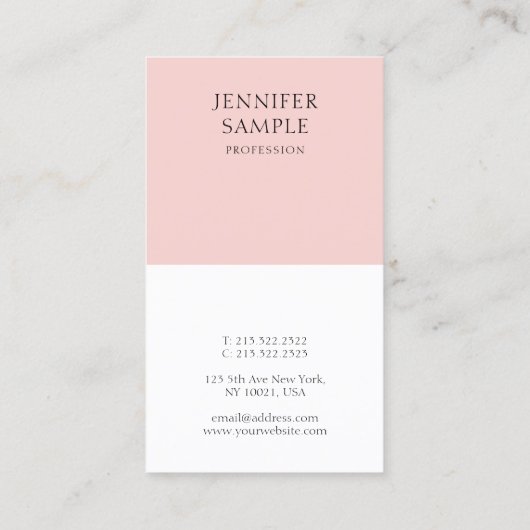 Modern Elegant Blush Roze Eenvoudige Sjabloon Tren Visitekaartje (Achterkant)