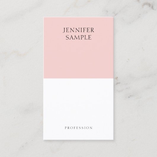Modern Elegant Blush Roze Eenvoudige Sjabloon Tren Visitekaartje (Voorkant)