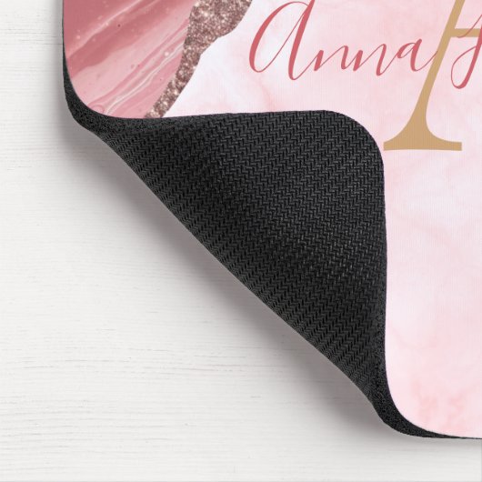 Modern elegant blush roze geode monogram muismat (Hoek)