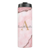 Modern elegant blush roze geode monogram thermosbeker (Voorkant)