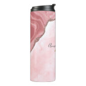 Modern elegant blush roze geode monogram thermosbeker (Gedraaid links)