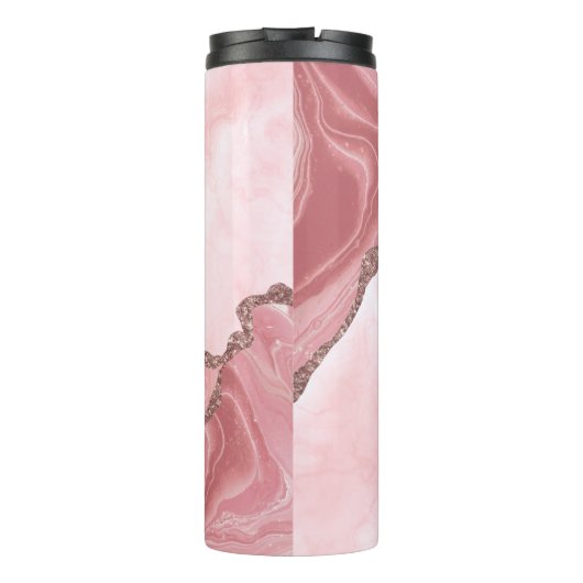 Modern elegant blush roze geode monogram thermosbeker (Achterkant)
