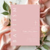 Modern Elegant Blush Roze Kruis Meisje Dop Kaart