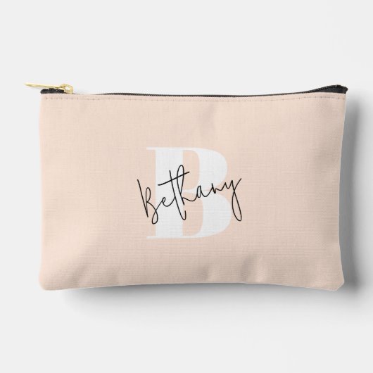 Modern Elegant Blush Roze Monogram Etui (Voorkant)