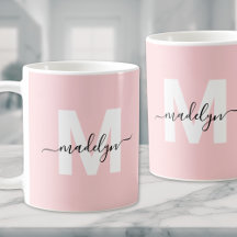 Modern Elegant Blush Roze Monogram