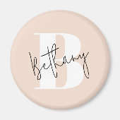 Modern Elegant Blush Roze Monogram Magneet (Voorkant)