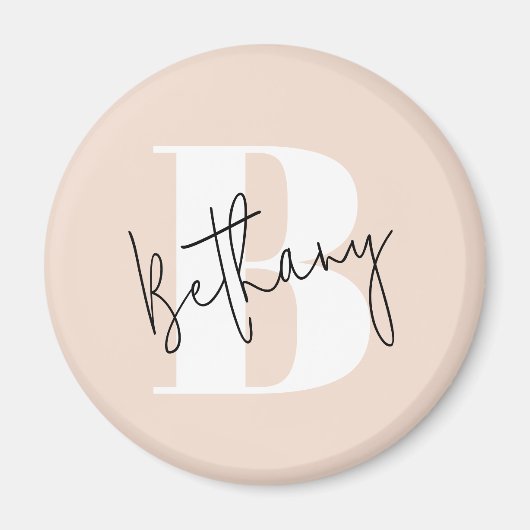 Modern Elegant Blush Roze Monogram Magneet (Voorkant)