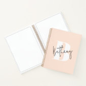 Modern Elegant Blush Roze Monogram Notitieboek (Binnen)