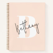 Modern Elegant Blush Roze Monogram Notitieboek (Voorkant)