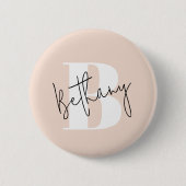 Modern Elegant Blush Roze Monogram Ronde Button 5,7 Cm (Voorkant)