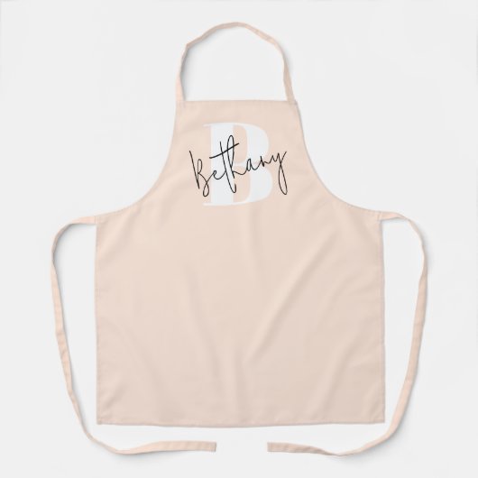 Modern Elegant Blush Roze Monogram Schort (Voorkant)