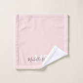 Modern elegant blush roze monogram script bad handdoek (Wasdoekje)
